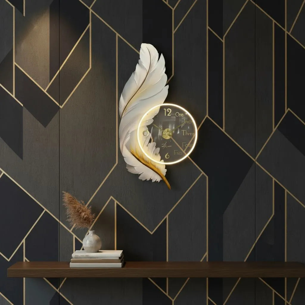 Feathers clock creative design decoration wall painting clock LED Decor (Copy) (Copy) (Copy)