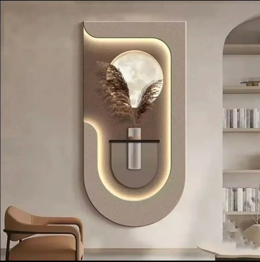 Lunar Pampas LED Wall Art-Light Brown