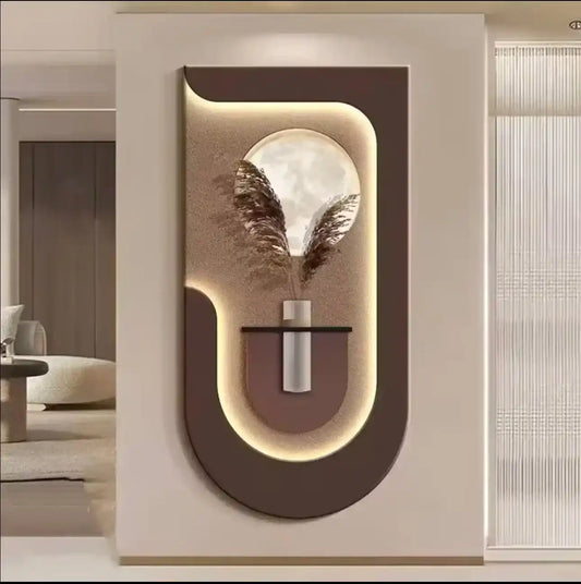 Lunar Pampas LED Wall Art-Coffee Brown