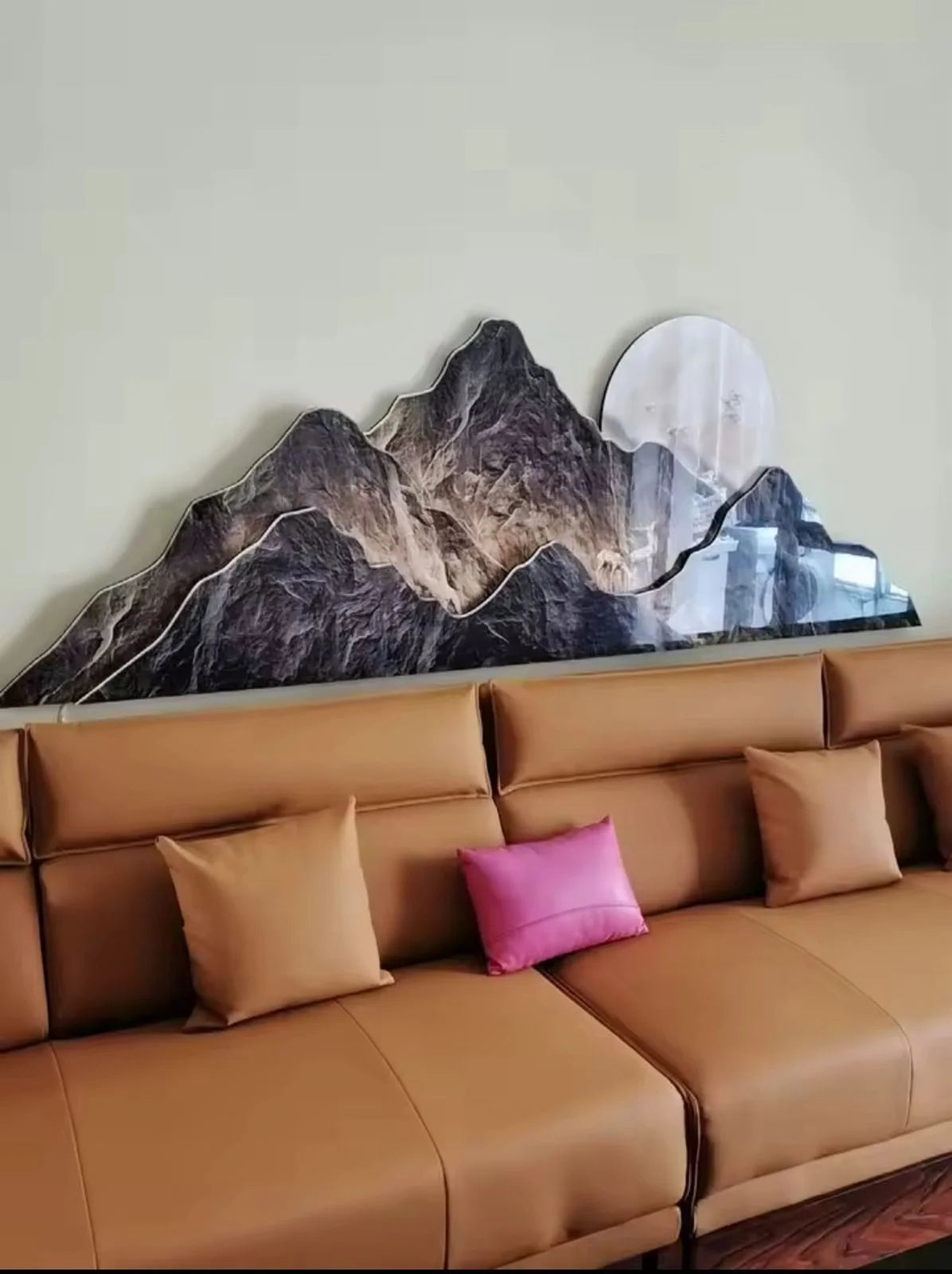 Moonlit Mountain LED Wall Sculpture Charcoal Grey with Warm Glow