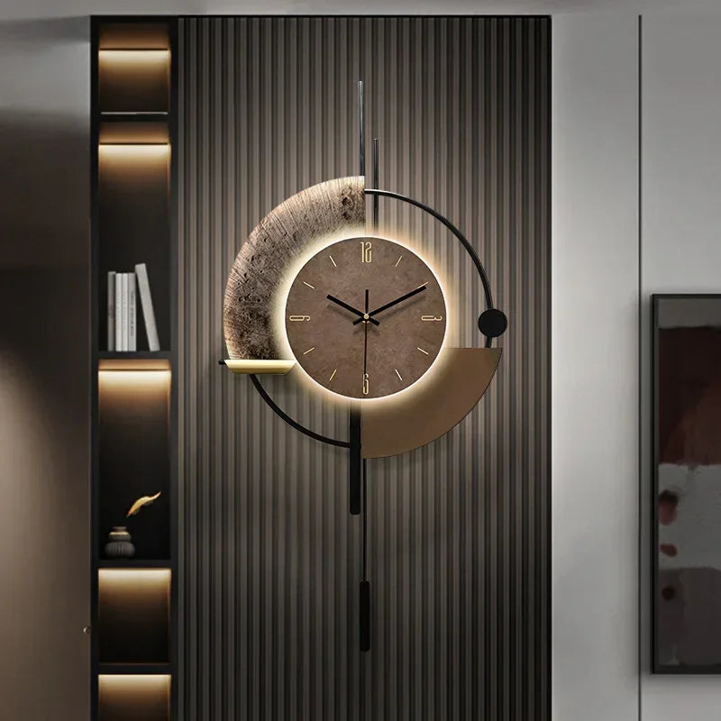 Modern Geometric LED Wall Clock – Luxury Silent Timepiece