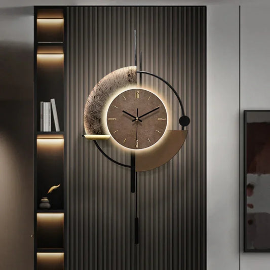 Modern Geometric LED Wall Clock – Luxury Silent Timepiece