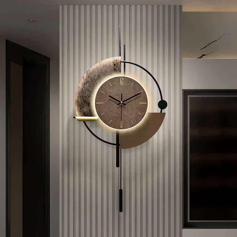 Modern Geometric LED Wall Clock – Luxury Silent Timepiece