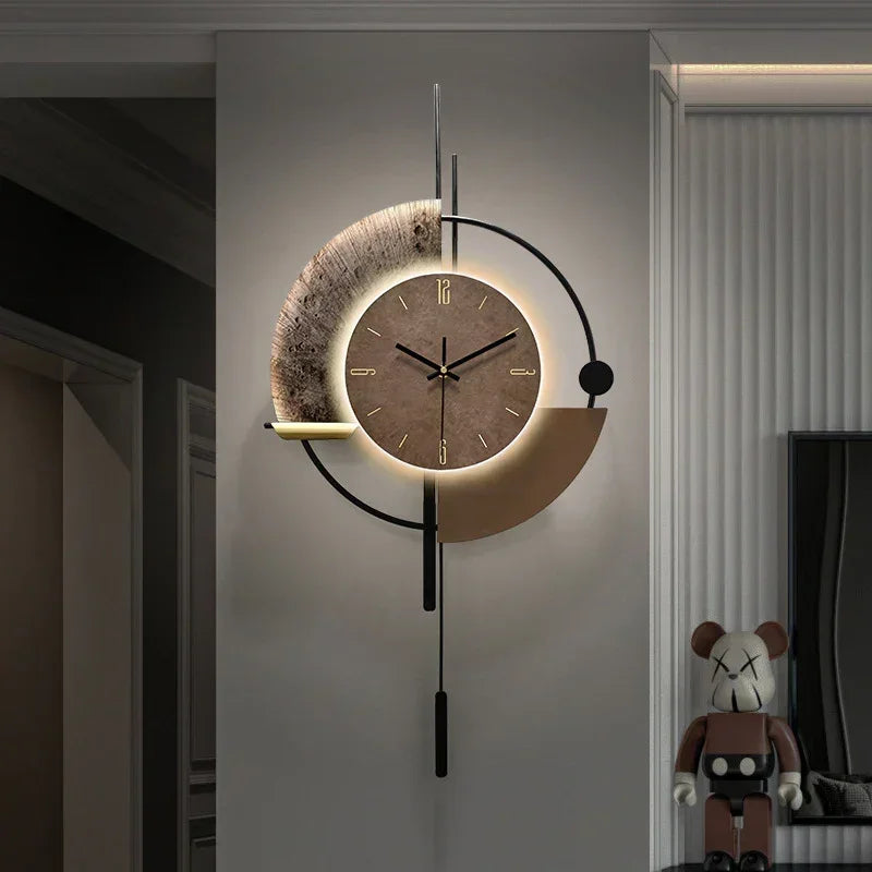 Modern Geometric LED Wall Clock – Luxury Silent Timepiece