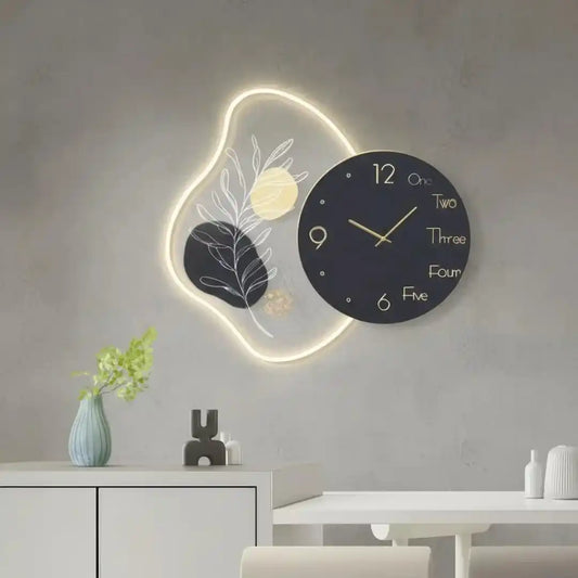 Abstract Glow LED Wall Clock-Black