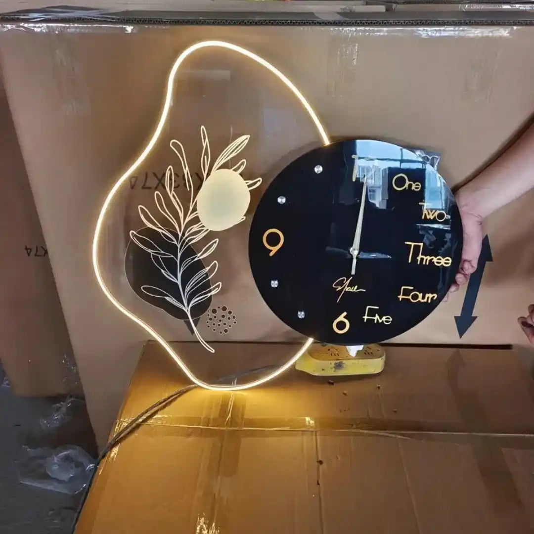 Abstract Glow LED Wall Clock-Black