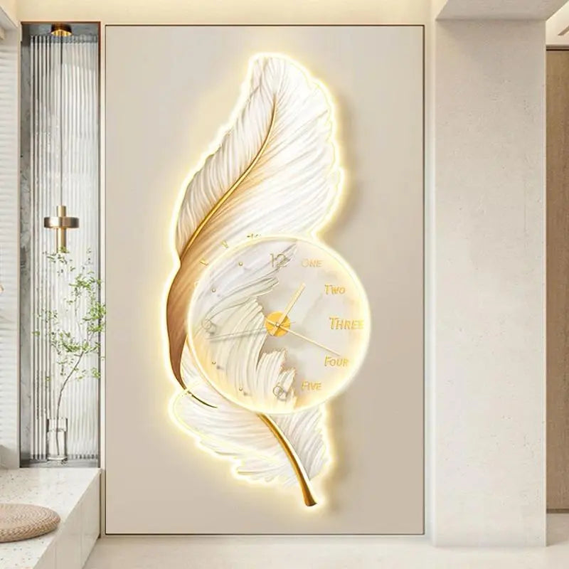 Feathers clock creative design decoration wall painting clock LED Decor (Copy) (Copy) (Copy)